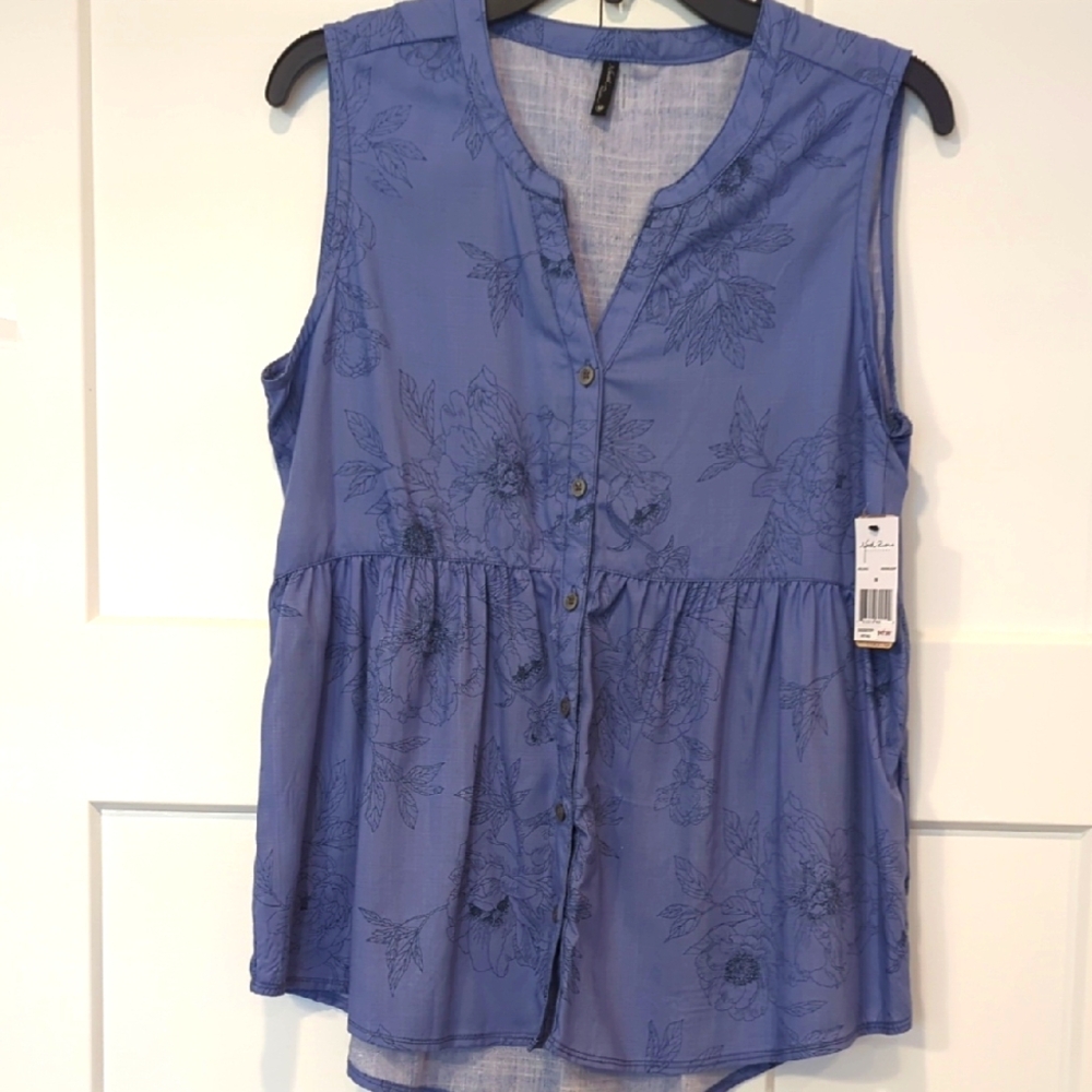 North River Blue Sleeveless Top M nwt